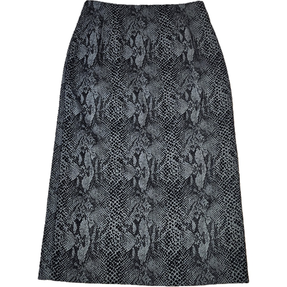 Vintage Wildlife Sportswear Black Velvet‎ Snake Print Maxi Skirt Size 14 Goth